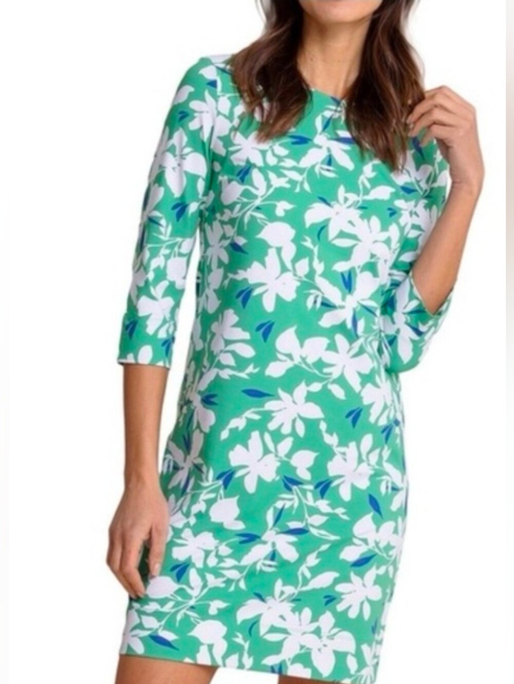 Southern Tide Leira 3/4 Sleeve UV Protection Shift Dress: Simply Green: Small - Picture 15 of 16